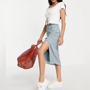 Abercrombie & Fitch dot print midi skirt with high slit
